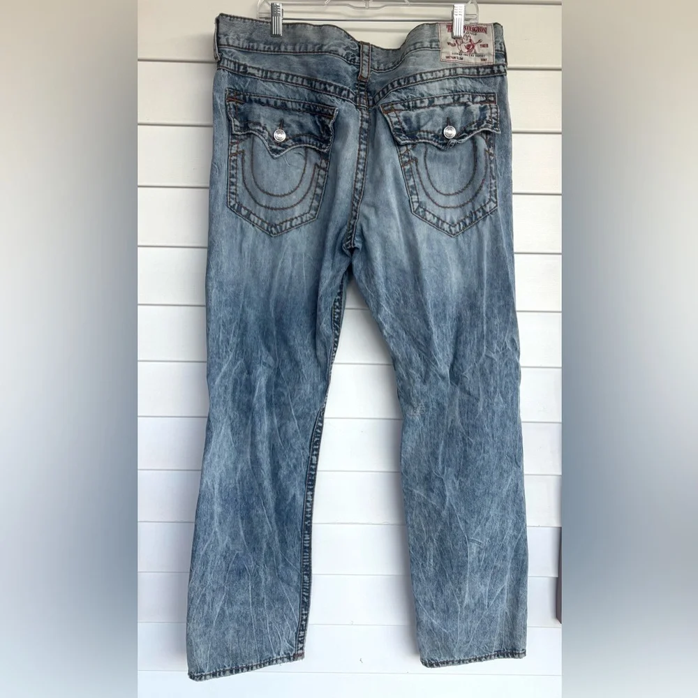True Religion Men's Slim Jeans in Light Wash Blue